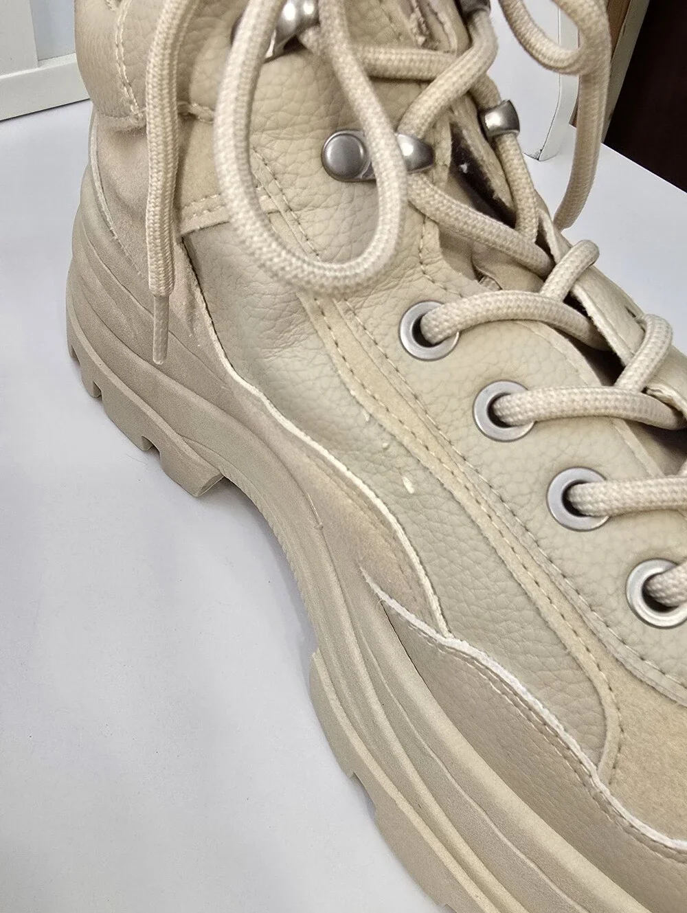 Forever 21 Beige Platform Lace-Up Sneakers